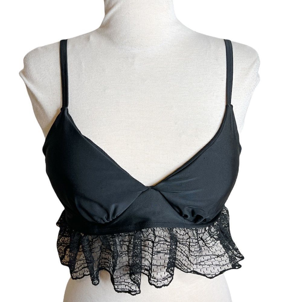 ❤️Black lace bikini triangle swim top